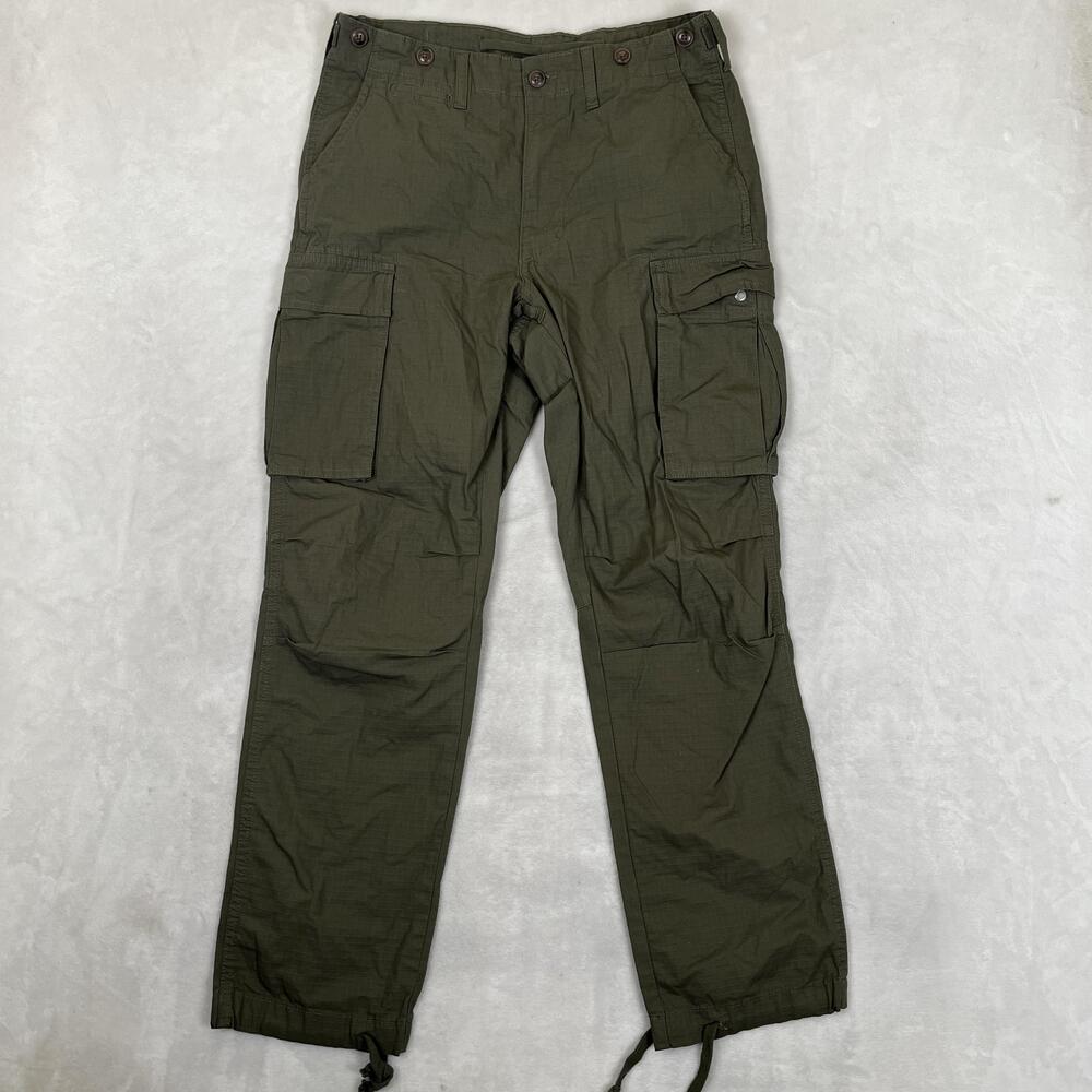 MNML Cargo Pants Mens 32x32 Green Canvas Relaxed Fit Adjustable Waist Utility